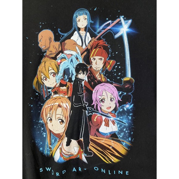 Unisex Men's Women's Anime Sword Art Online Crewneck T-Shirt M Medium Black - Picture 2 of 4